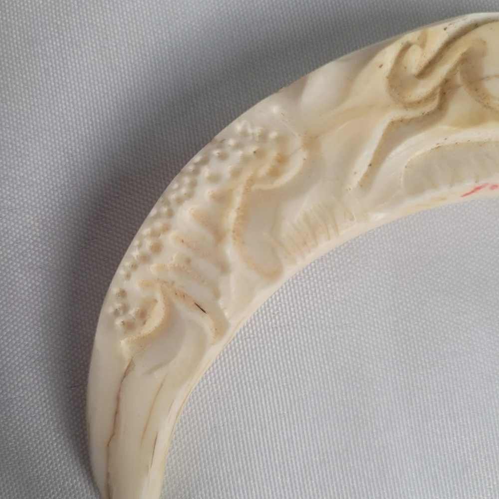 Vintage Hand Carved Warthog Tusk Brass Bottle Opener